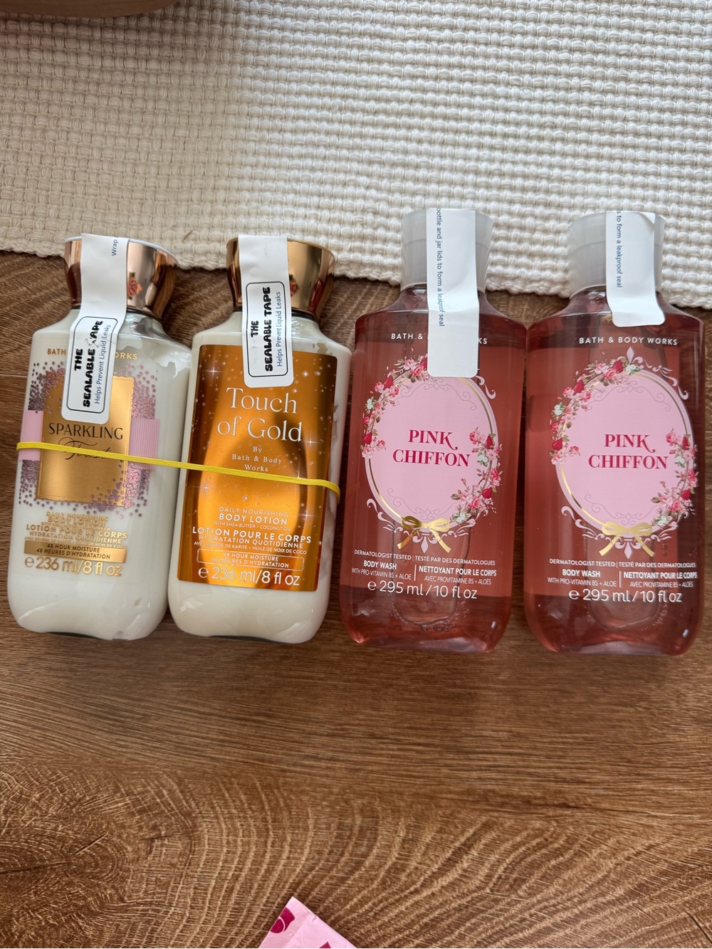 Bath & Body Works Pink Chiffon & Touch of Gold Body Care Set